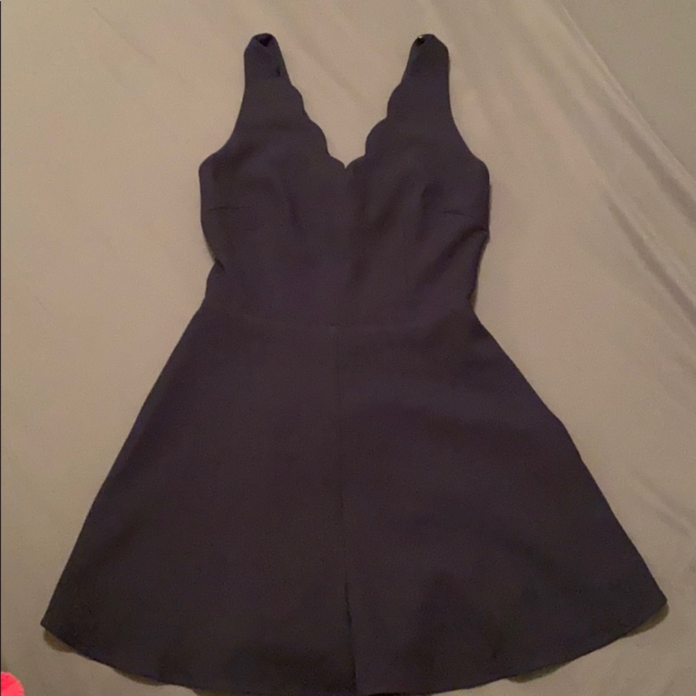 Navy Blue Surplice Romper